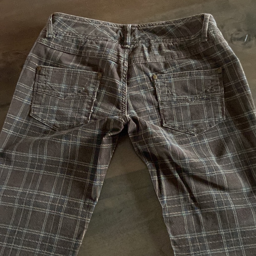 Women’s free people, low rise, straight leg, corduroy plaid pants - Picture 4 of 5